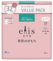 Daio Paper Japan "Elis Maxi" Воздушные тонкие особомягкие гигиенические прокладки, с усиленным впитывающим слоем, с крылышками, "Макси", 27 см, 32 шт.