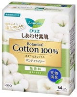 KAO "Laurier Happy Skin Botanical Cotton" Ежедневные гигиенические прокладки с верхним слоем из натурального хлопка, без аромата, 14 см, 54 шт.