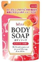 Nihon "Wins Body Soap Rose" Крем-мыло для тела с розовым маслом и богатым ароматом, сменная упаковка, 340 г.