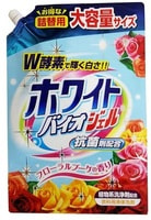 Nihon "White Bio Gel" Жидкое средство для стирки с ферментами, аромат цветочного букета, сменная упаковка, 1220 г.