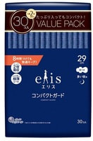 Daio Paper Japan "Elis Compact Guard Maxi" Ночные тонкие гигиенические прокладки с увеличенной клеевой поверхностью, с крылышками, Макси, 29 см, 30 шт.