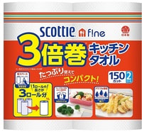 Nippon Paper Crecia Co., Ltd. "Scottie Fine" Бумажные полотенца для кухни повышенной плотности, 150 листов х 2 рулона.