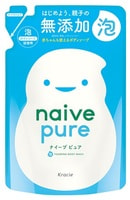 Kracie "Naive Pure Foam Body Soap" Жидкое мыло-пенка для тела для всей семьи, без добавок, без аромата, сменная упаковка, 450 мл.