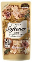 Nihon "Softener premium rose" Кондиционер для белья, дезодорирующий с антибактериальным эффектом и богатым ароматом роз, сменная упаковка, 450 мл.
