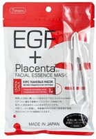 Japan Gals Маска с плацентой и EFG "EFG + Placenta facial Essence Mask", 7 шт. в упаковке.