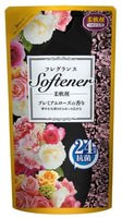 Nihon "Softener premium rose" Кондиционер для белья, дезодорирующий с антибактериальным эффектом и богатым ароматом роз, сменная упаковка, 500 мл.