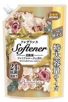 Nihon "Softener premium rose" Кондиционер для белья, дезодорирующий с антибактериальным эффектом и богатым ароматом роз, сменная упаковка, 1080 мл.