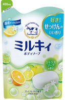 COW "Milky Body Soap" Молочное увлажняющее жидкое мыло для тела с цитрусовым ароматом, сменная упаковка, 400 мл.