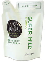 Shiseido "Super Mild" Шампунь для волос "Нежный уход", с экстрактом ромашки и розмарина, с ароматом трав, запасной блок, 400 мл.