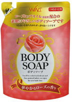 Nihon "Wins Body Soup Rose" Крем-мыло для тела с розовым маслом и богатым ароматом, сменная упаковка, 400 мл.