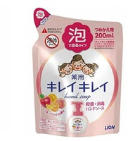 Lion "KireiKirei-Фруктовый микс" Жидкое мыло-пенка для рук для детей и взрослых с антибактериальным эффектом, сменная упаковка, 200 мл.