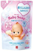 COW "Kewpie" Детская пенка "Без слёз" для мытья волос и тела, с первых дней жизни, с ароматом детского мыла, мягкая упаковка, 350 мл.