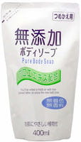 Nihon "No Added Pure Body Soap" Натуральное бездобавочное жидкое мыло для тела, для всей семьи, мягкая упаковка, 400 мл.