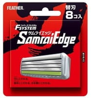 Feather "F-System Samurai Edge" Запасные кассеты с тройным лезвием для станка, 4 шт.