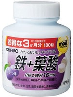 Orihiro Железо со вкусом сливы, 180 жевательных таблеток.